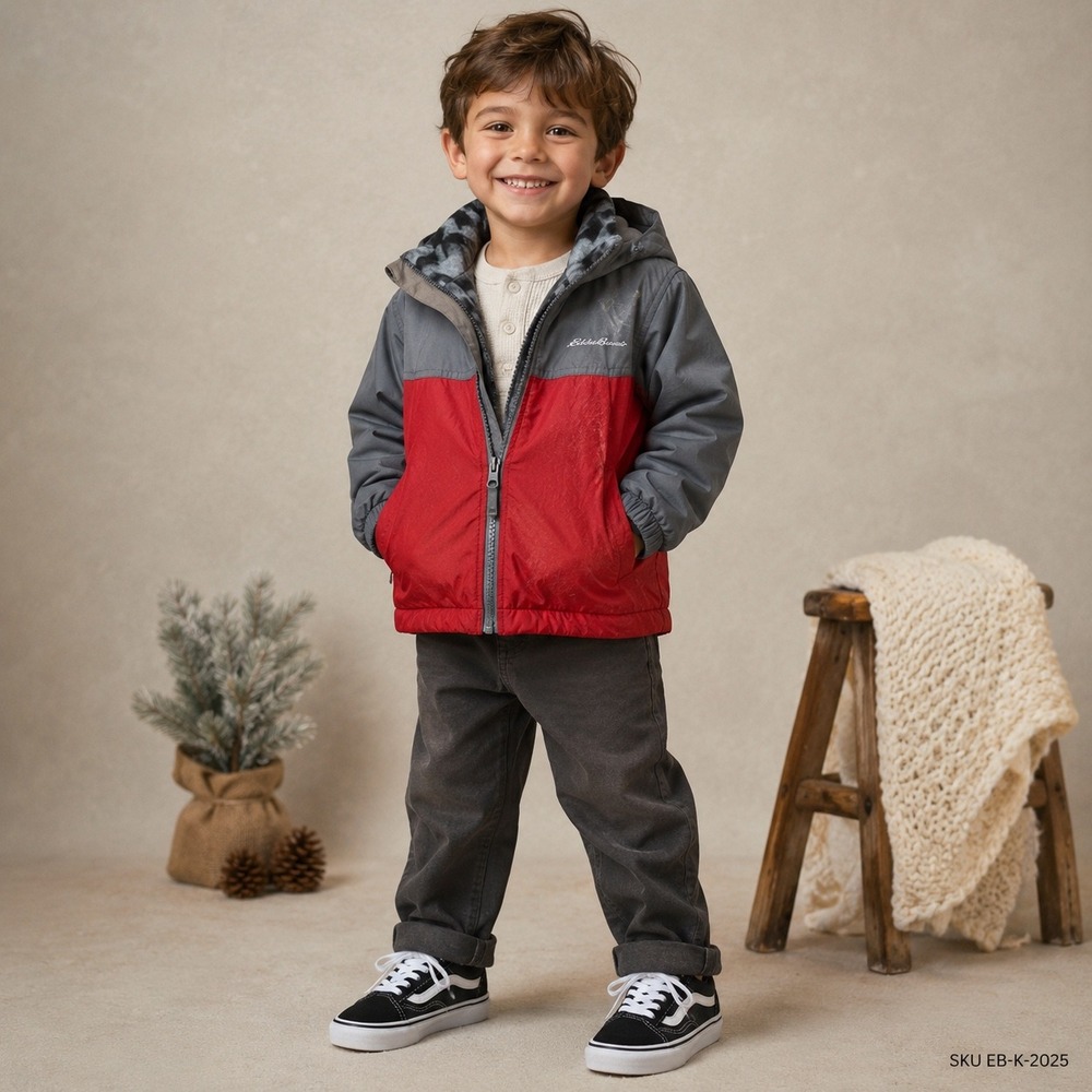 Eddie Bauer Kids XS 5/6 2-in-1 System Jacket Red Grey Fleece E932OW557 37801409